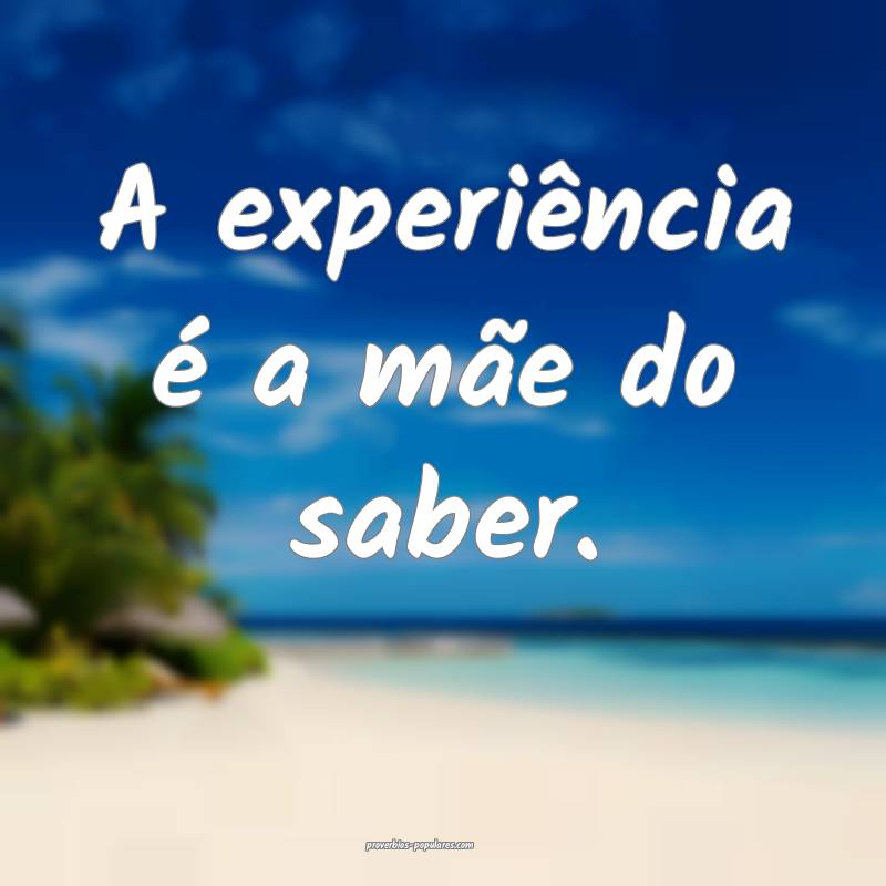 A experiência é a mãe do saber.
...