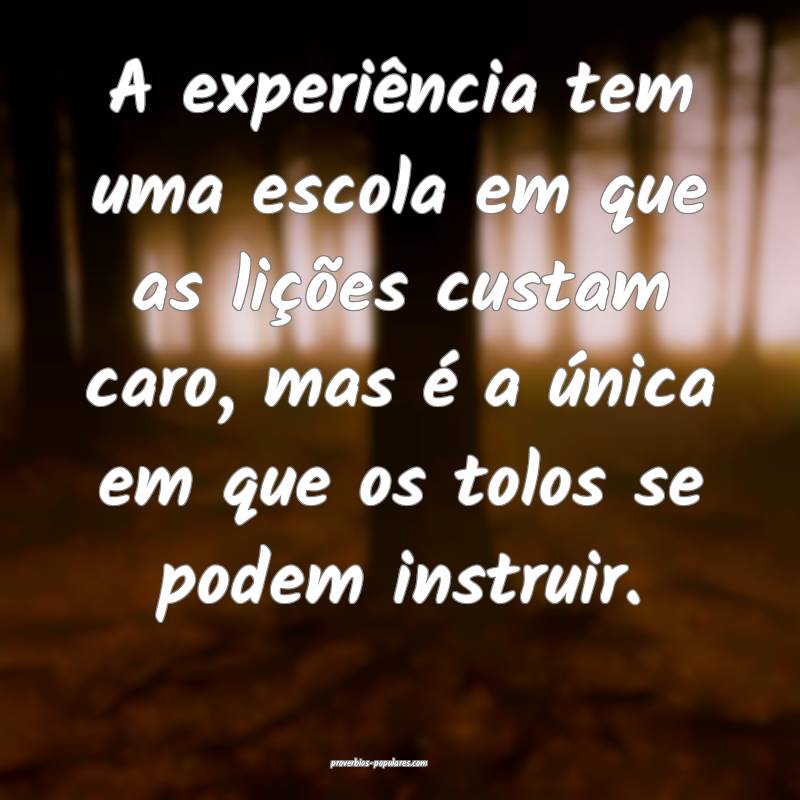 A experiência tem uma escola em que as lições custam caro, mas é a...