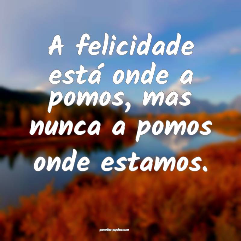 A felicidade está onde a pomos, mas nunca a pomos onde estamos.
...