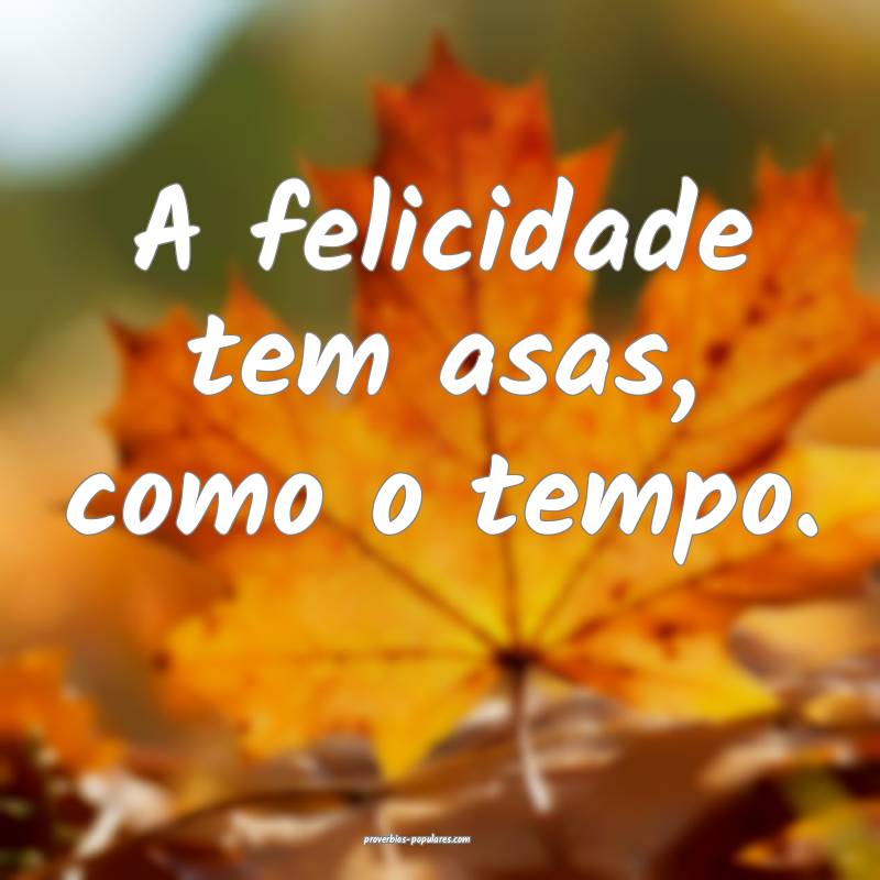 A felicidade tem asas, como o tempo.
...