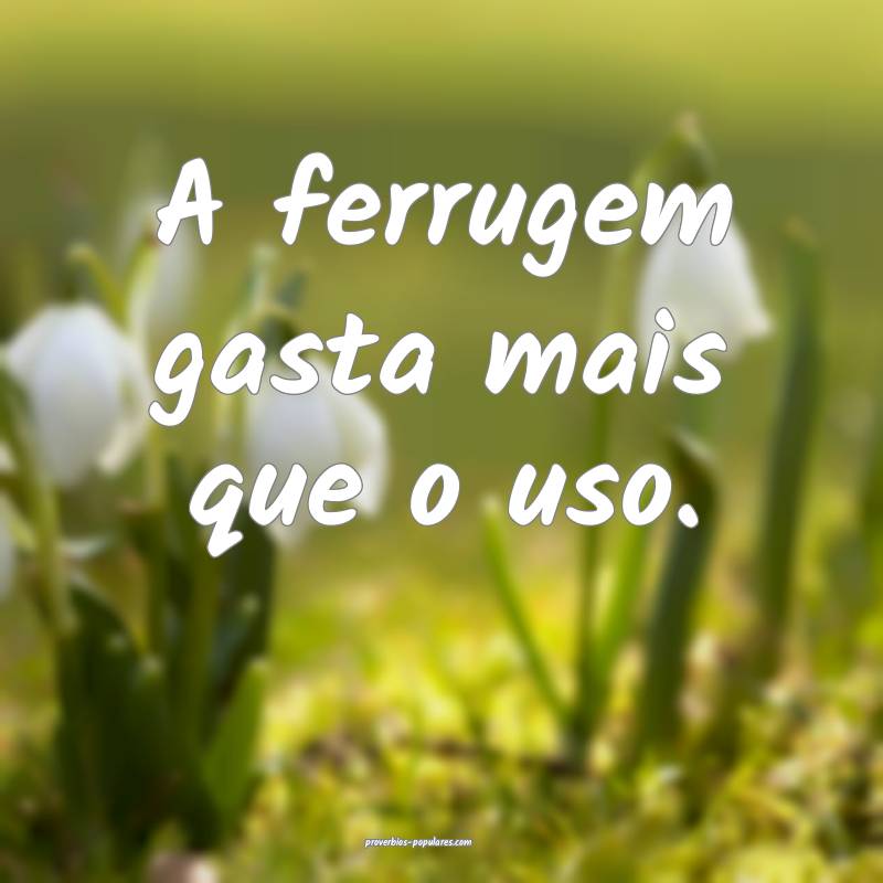 A ferrugem gasta mais que o uso.
 ...