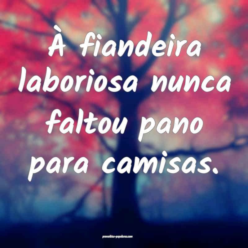 À fiandeira laboriosa nunca faltou pano para camisas.
...