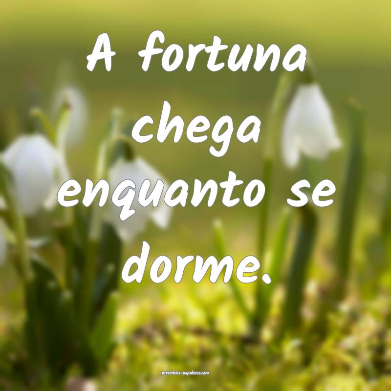 A fortuna chega enquanto se dorme.
...