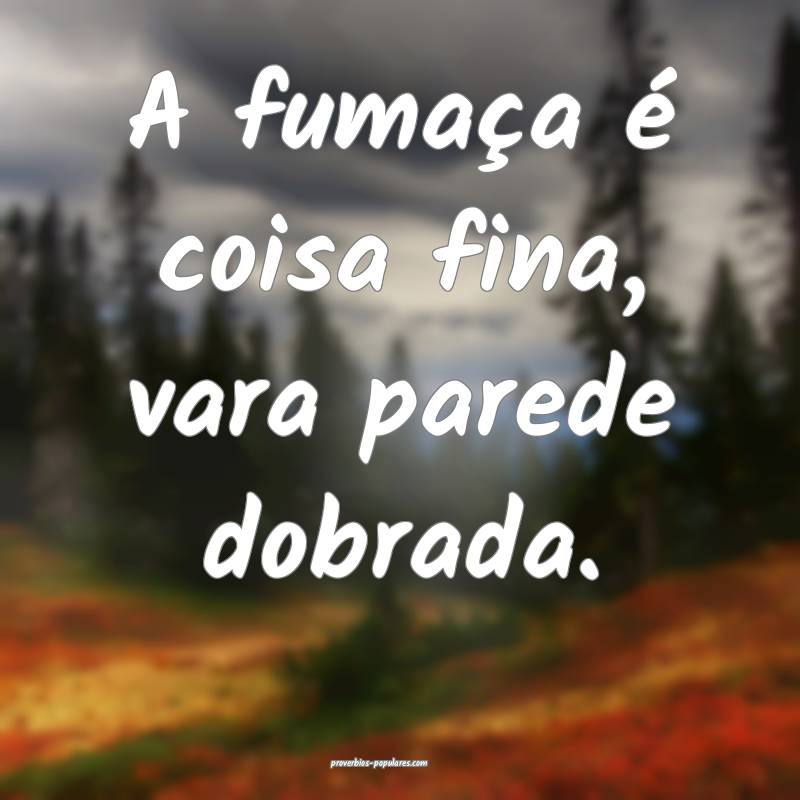A fumaça é coisa fina, vara parede dobrada.
...