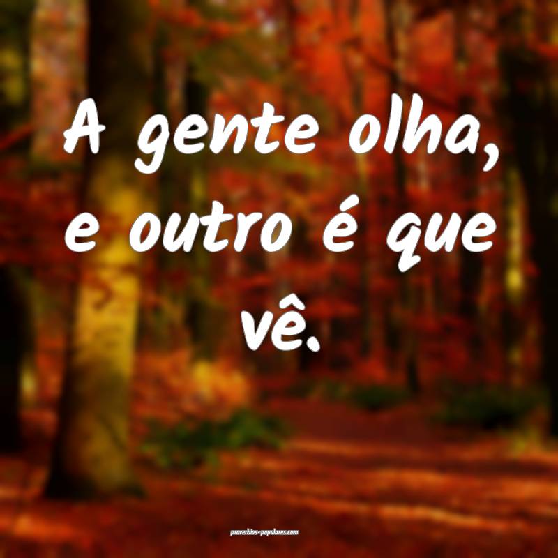 A gente olha, e outro é que vê.
 ...
