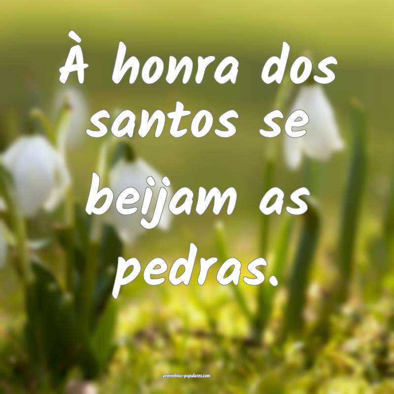 À honra dos santos se beijam as pedras.
...