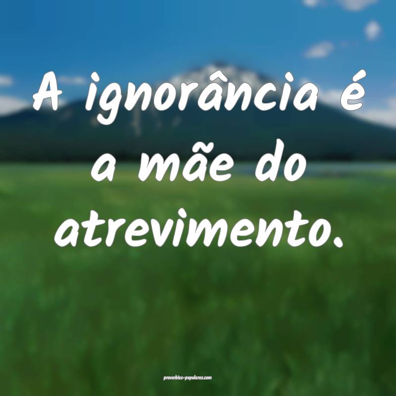 A ignorância é a mãe do atrevimento.
...