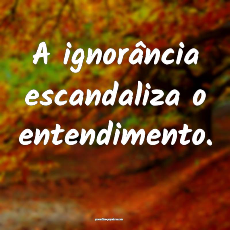 A ignorância escandaliza o entendimento.
...