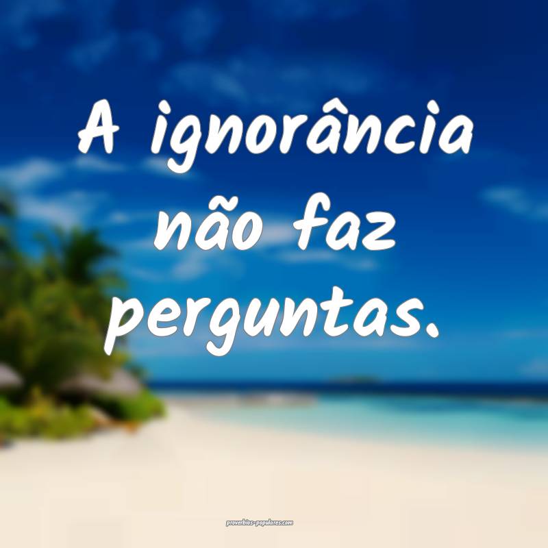 A ignorância não faz perguntas.
...