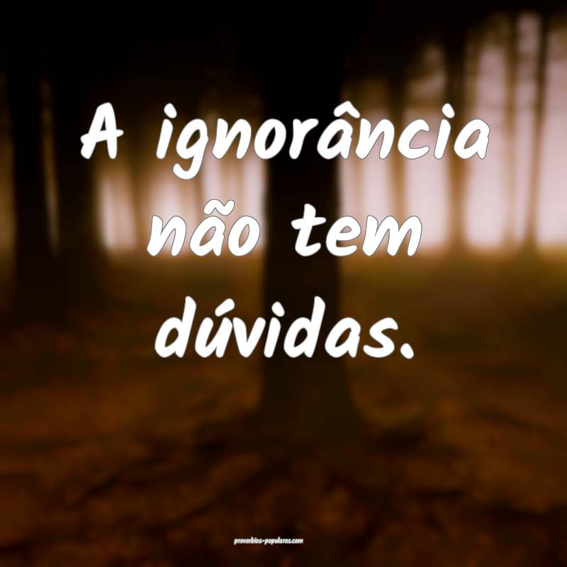 A ignorância não tem dúvidas.
...