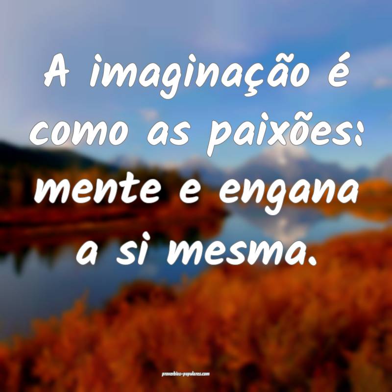 A imaginação é como as paixões: mente e engana a si mesma.
...