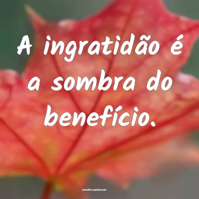 A ingratidão é a sombra do benefício.
...