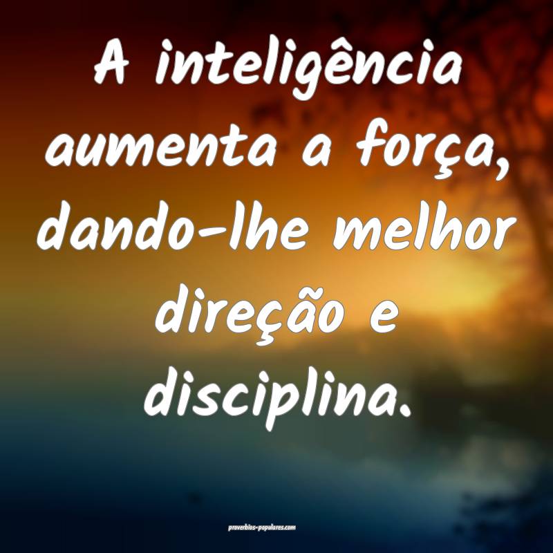 A inteligência aumenta a força, dando-lhe melhor direção e discipl...