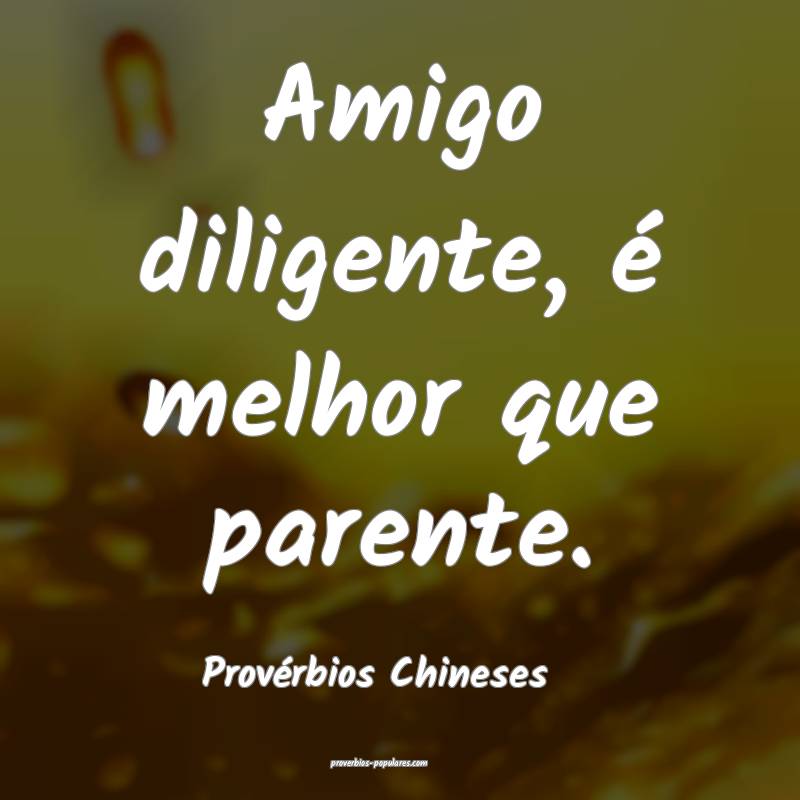 Amigo diligente, é melhor que parente.
...