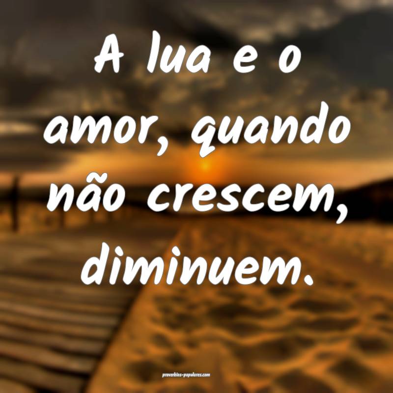 A lua e o amor, quando não crescem, diminuem.
 ...