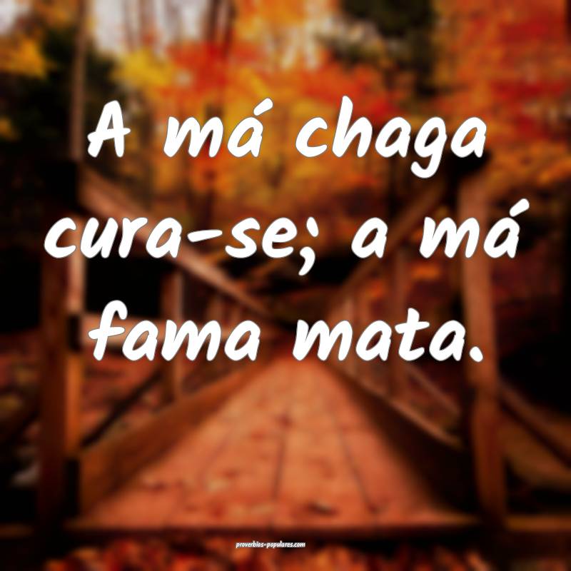 A má chaga cura-se; a má fama mata.
...