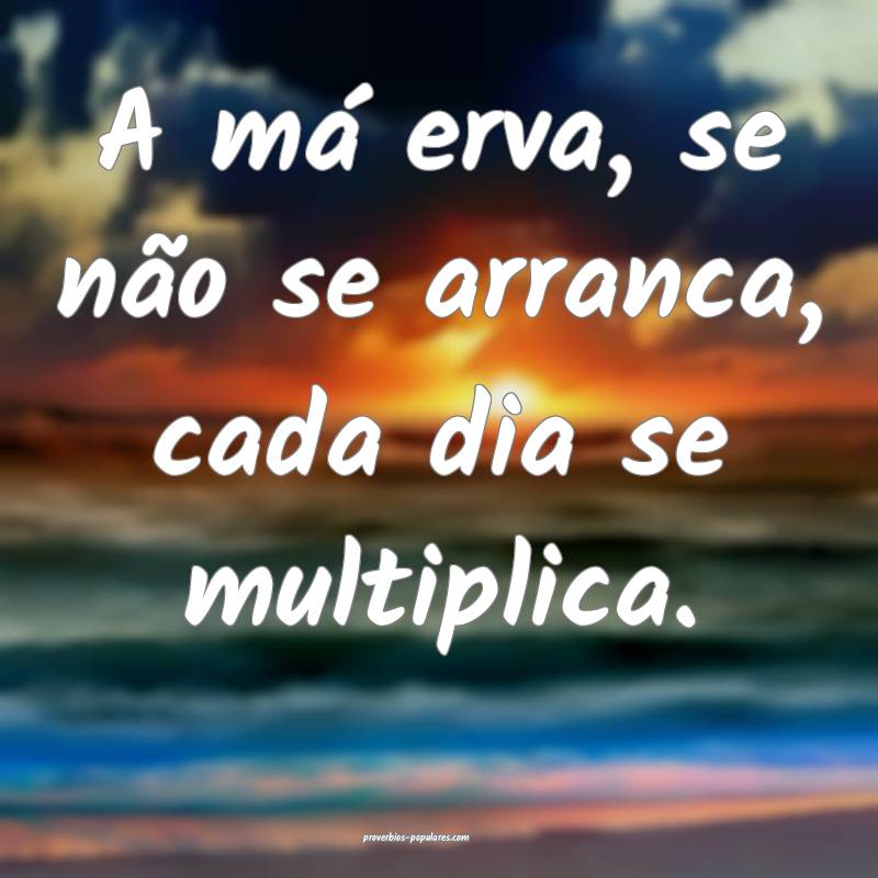 A má erva, se não se arranca, cada dia se multiplica.
...