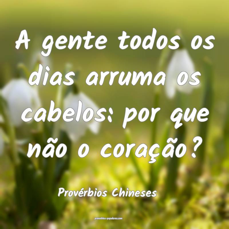 A gente todos os dias arruma os cabelos: por que não o coração?
...