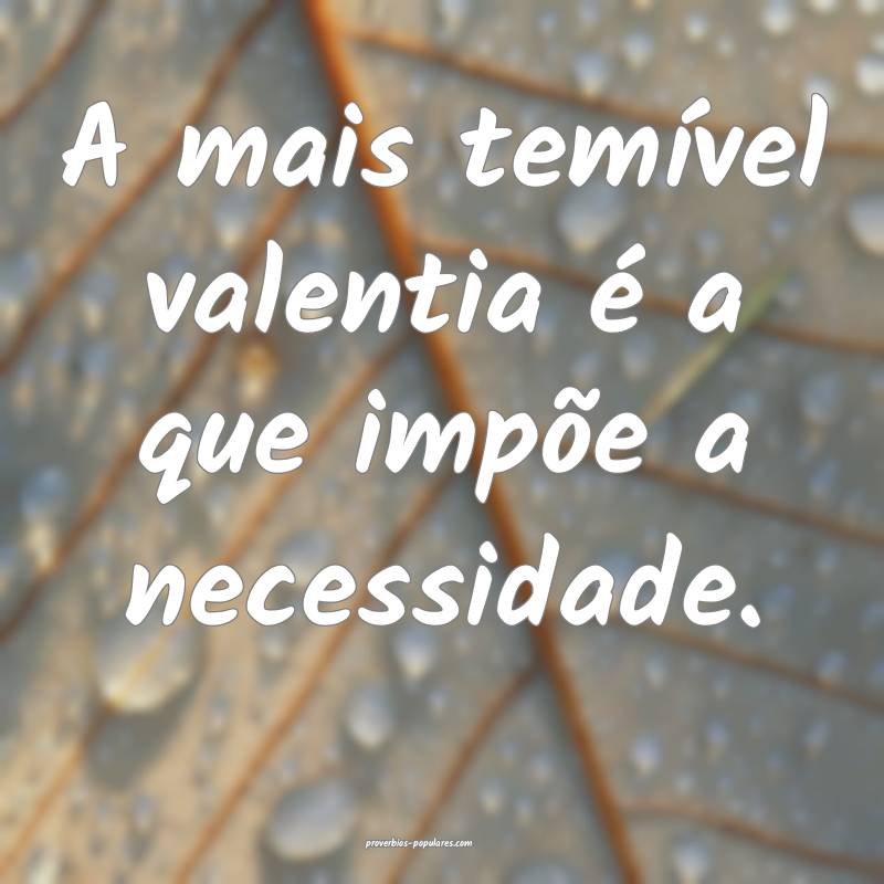 A mais temível valentia é a que impõe a necessidade.
...
