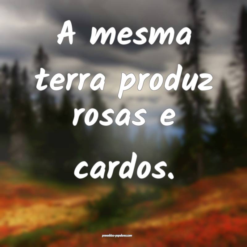 A mesma terra produz rosas e cardos.
 ...