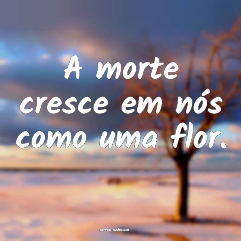 A morte cresce em nós como uma flor.
 ...