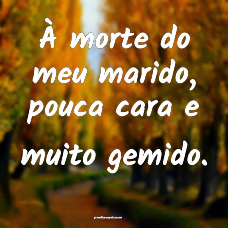 À morte do meu marido, pouca cara e muito gemido.
...