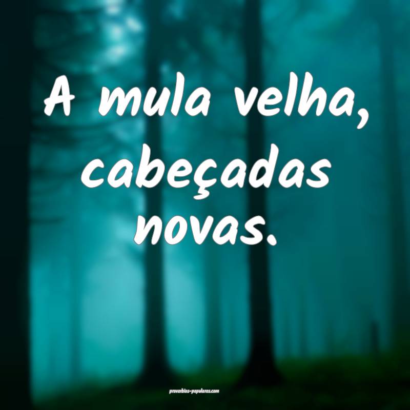 A mula velha, cabeçadas novas.
...