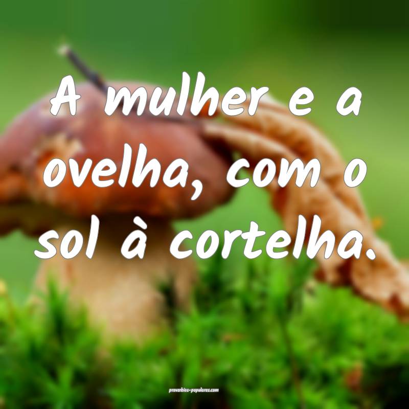 A mulher e a ovelha, com o sol à cortelha.
...