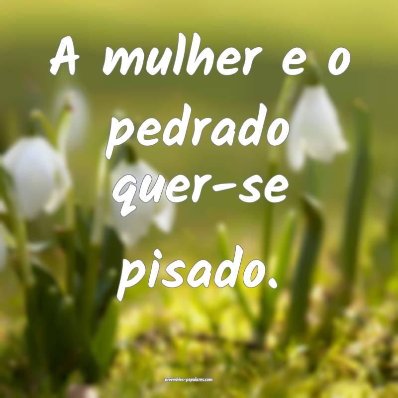 A mulher e o pedrado quer-se pisado.
...