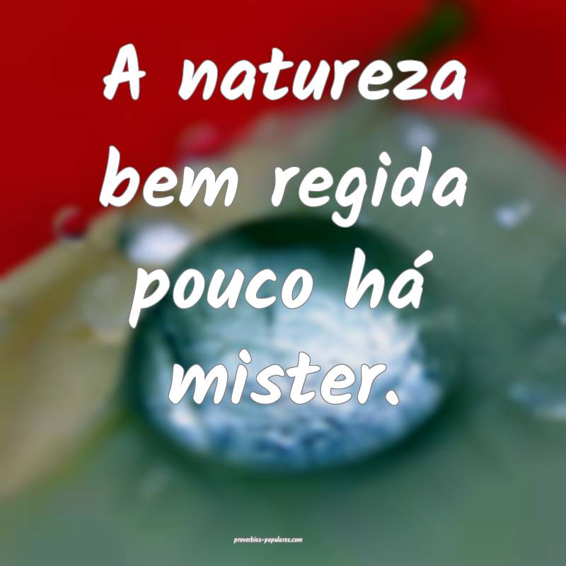 A natureza bem regida pouco há mister.
...