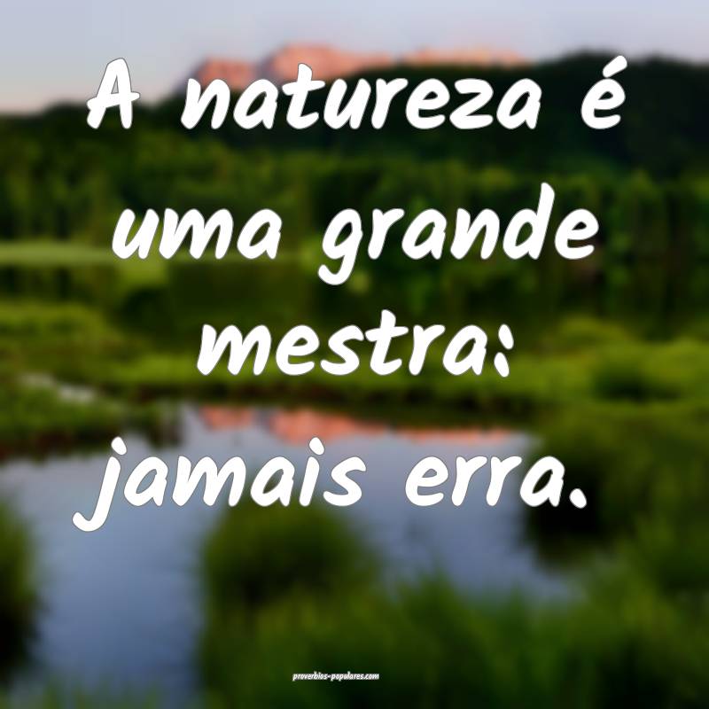A natureza é uma grande mestra: jamais erra.
...