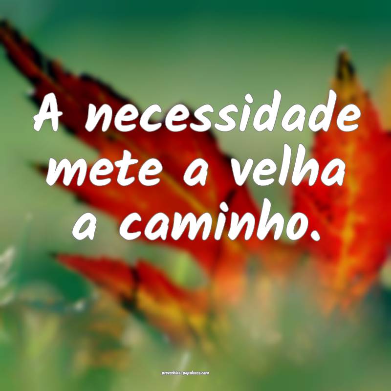 A necessidade mete a velha a caminho.
...