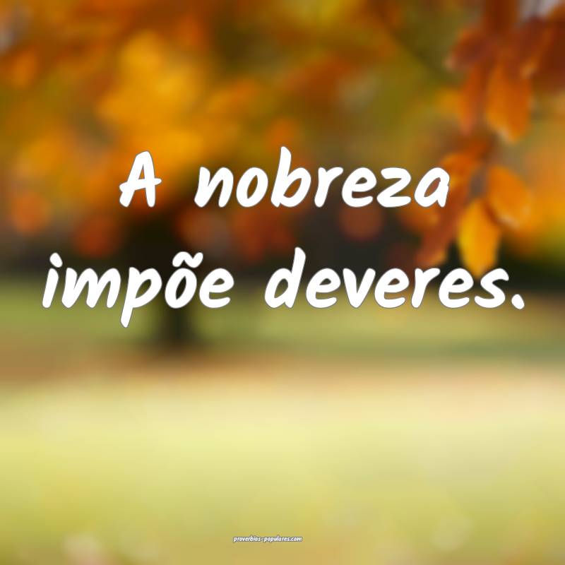 A nobreza impõe deveres.
...