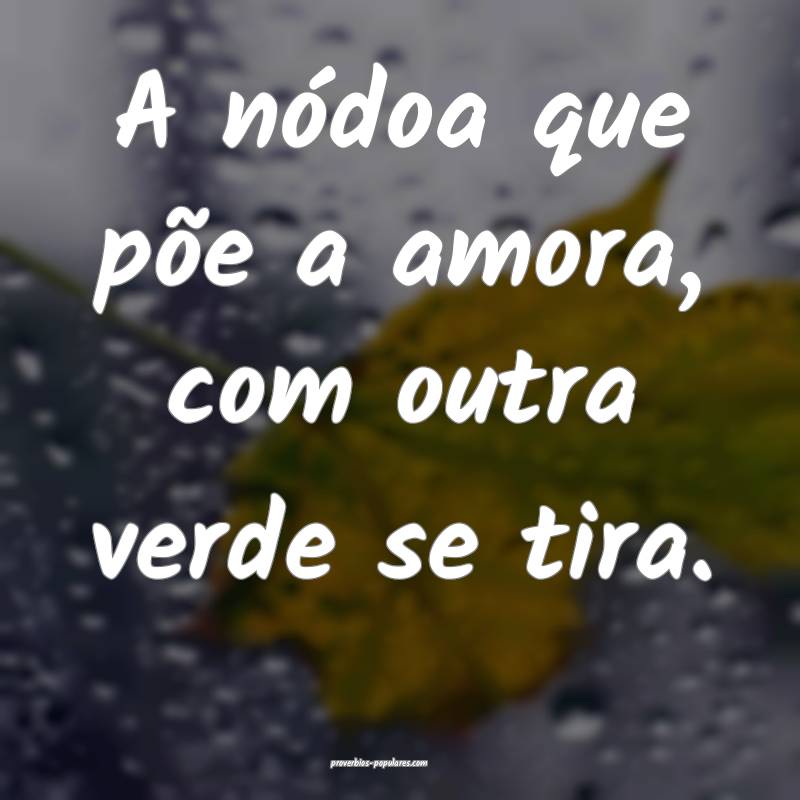 A nódoa que põe a amora, com outra verde se tira.
...