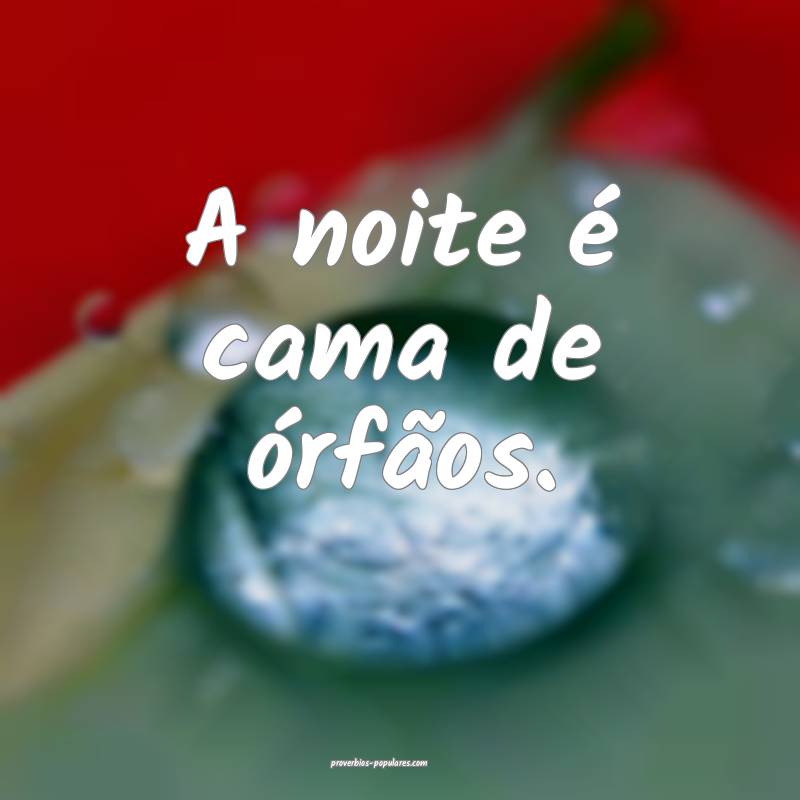 A noite é cama de órfãos.
...