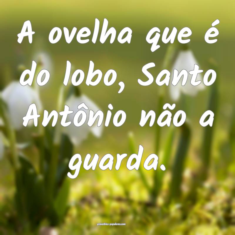 A ovelha que é do lobo, Santo Antônio não a guarda.
...