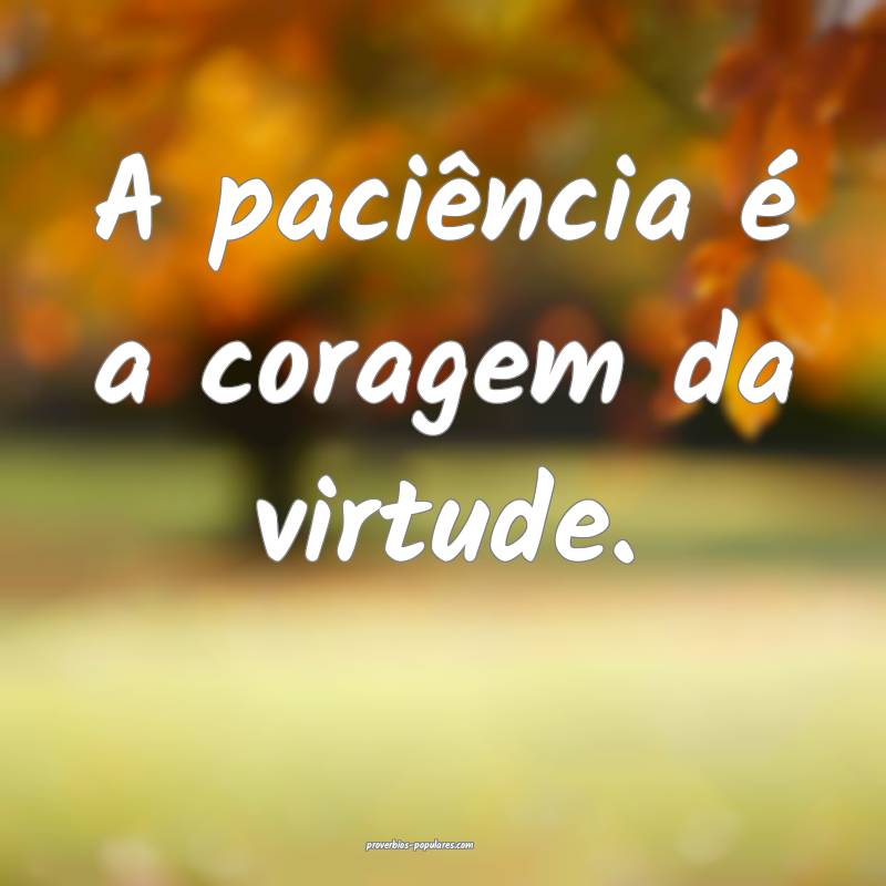 A paciência é a coragem da virtude.
...