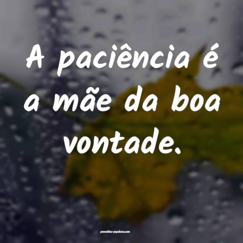 A paciência é a mãe da boa vontade.
 ...