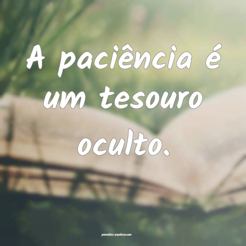 A paciência é um tesouro oculto.
...