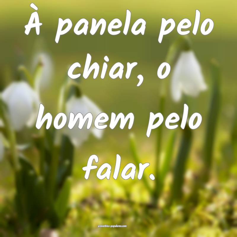 À panela pelo chiar, o homem pelo falar.
...