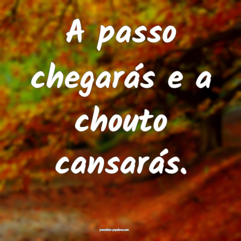A passo chegarás e a chouto cansarás.
...
