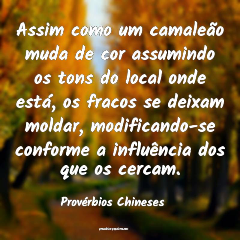Provérbios Chineses - Assim como um camaleão mud ...
