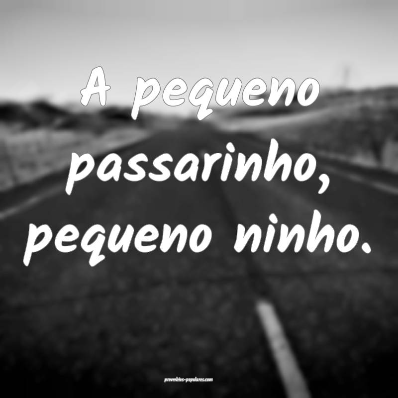 A pequeno passarinho, pequeno ninho.
...