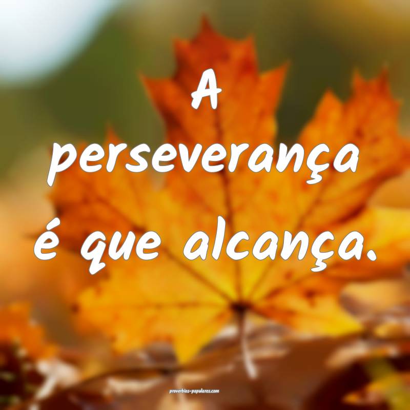 A perseverança é que alcança.
...