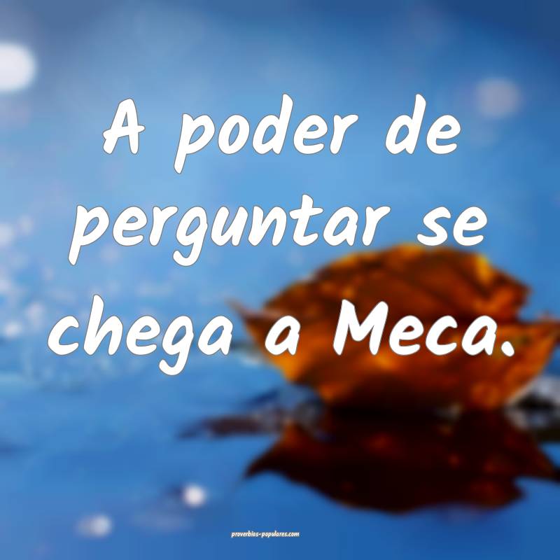 A poder de perguntar se chega a Meca.
...