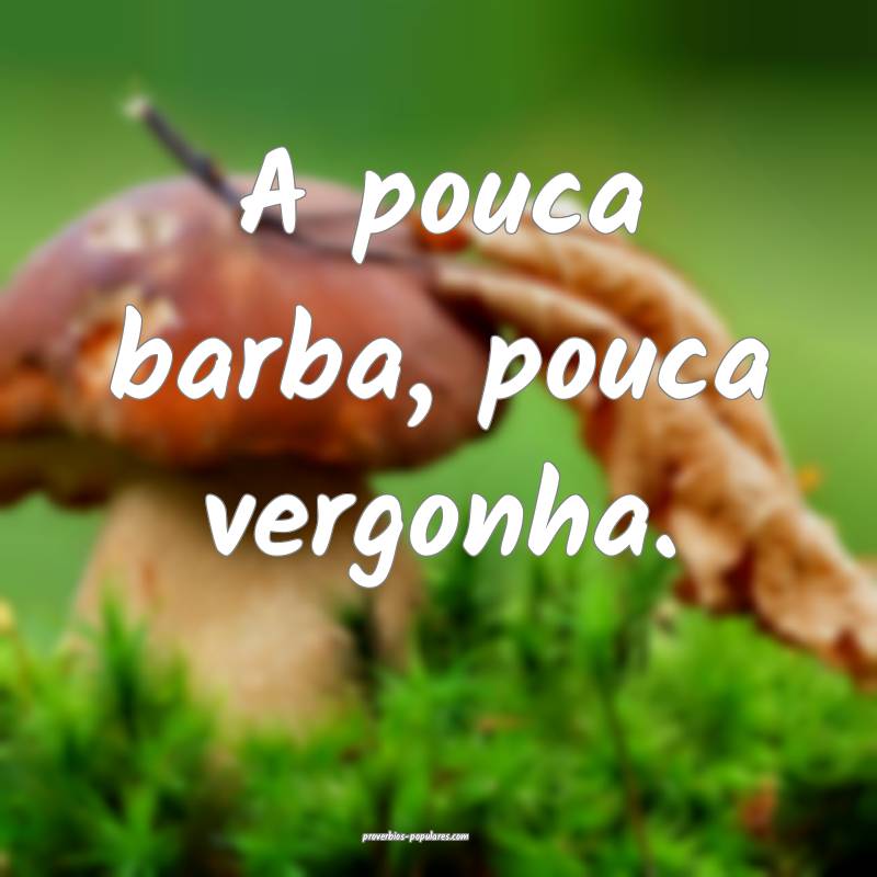 A pouca barba, pouca vergonha.
...