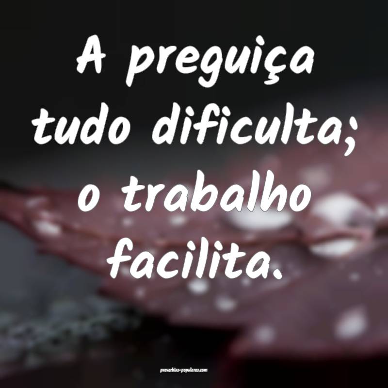 A preguiça tudo dificulta; o trabalho facilita.
...