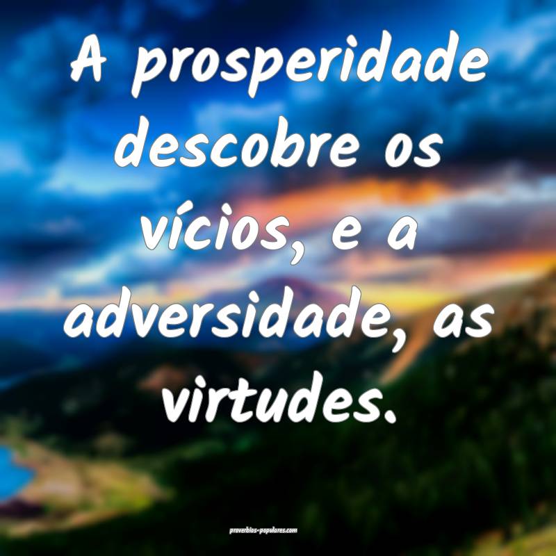 A prosperidade descobre os vícios, e a adversidade, as virtudes.
...
