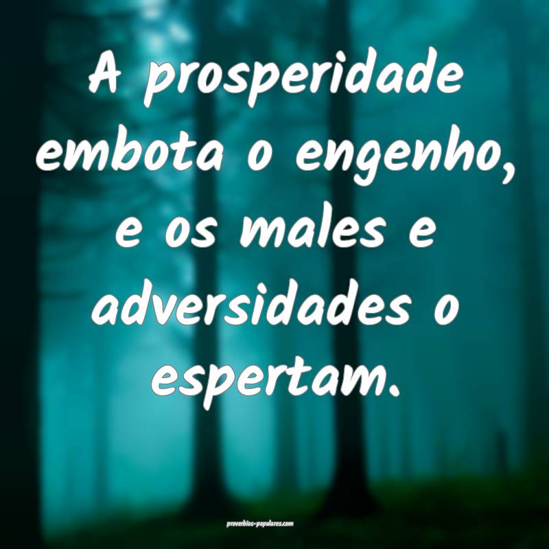 A prosperidade embota o engenho, e os males e adversidades o espertam....
