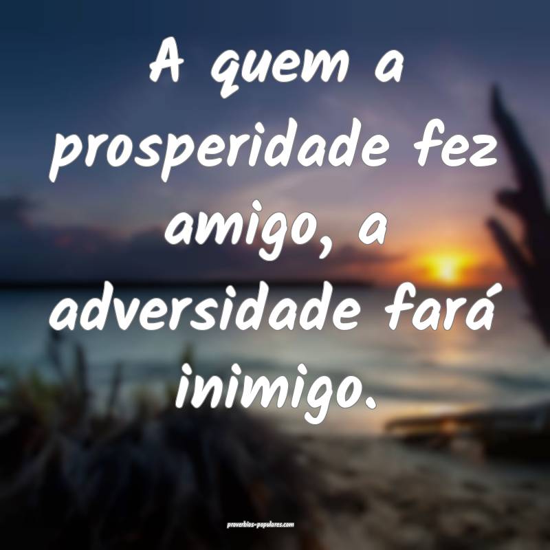 A quem a prosperidade fez amigo, a adversidade fará inimigo.
...